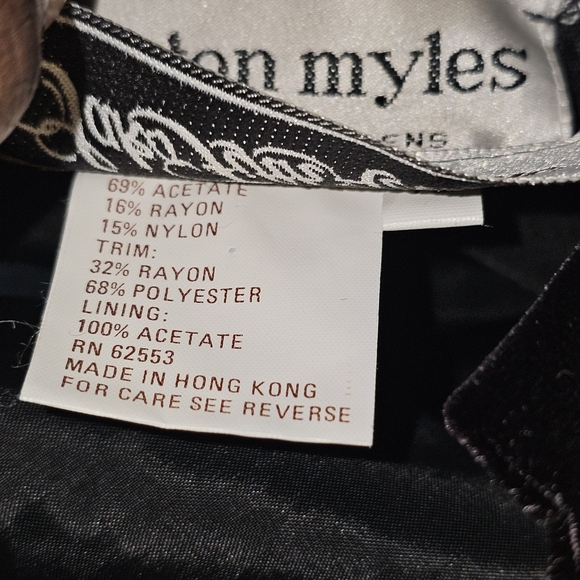 Vintage Morton Myles Saks Velvet Gold Bow Metallic Floral Cocktail Dress Sz S - Picture 7 of 15